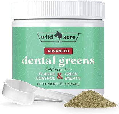 Wild Acre Dental Powder for Dogs - Dog Breath Freshener Dental Powder for Teeth Cleaning Plaque Off, Dental Care for Dogs, Tartar Remover for Teeth - Fresh Breath Probiotics