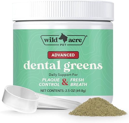 Wild Acre Dental Powder for Dogs - Dog Breath Freshener Dental Powder for Teeth Cleaning Plaque Off, Dental Care for Dogs, Tartar Remover for Teeth - Fresh Breath Probiotics