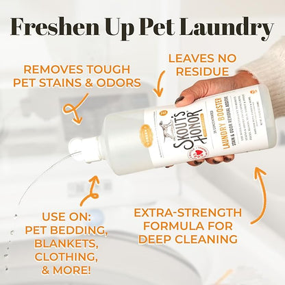 Skout's Honor Laundry Booster Stain & Odor Removal Additive - Plant-Powered Formula for Pet Bedding, Clothing, and Washable Pee Pads - Eco-Friendly & Cruelty-Free, 32 oz, 2-Pack