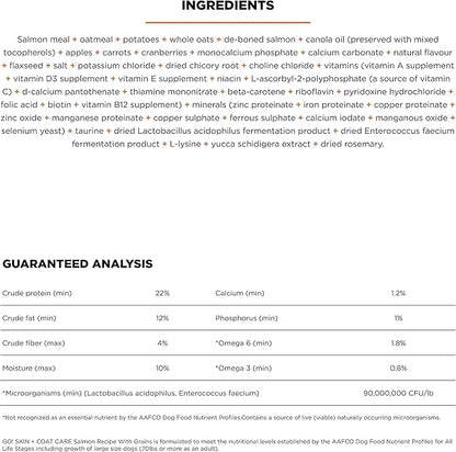 Go! Solutions Skin + Coat Care, Dry Dog Food, Salmon Recipe with Grains, 3.5 lb Bag