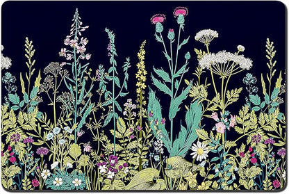 Rnivvi Dog Food Mat, 16" x 24" Flower Absorbent Dog Cat Bowl Mat for Food and Water, Cute Anti-Slip Rubber Pet Feeding Rug Protect Floors, Puppy Placemat for Feeding & Watering Supplies,Black Floral