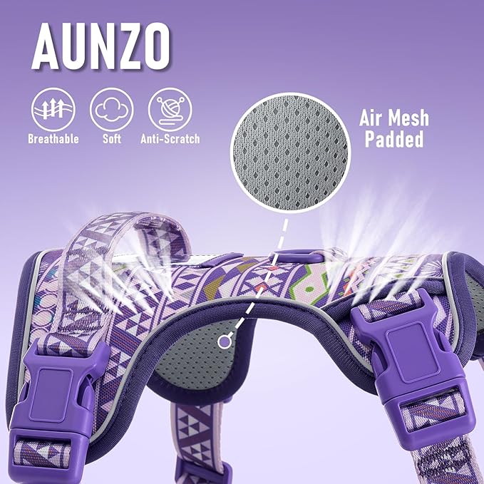 Dog Vest Harness No Pull Easy Walker Pet Harness for Walking Training Hiking for M Sized Dogs with 2 Leash Clips 3 Buckles ID Card Reflective Strip Soft Padded Handle, Tribal, French Bulldog