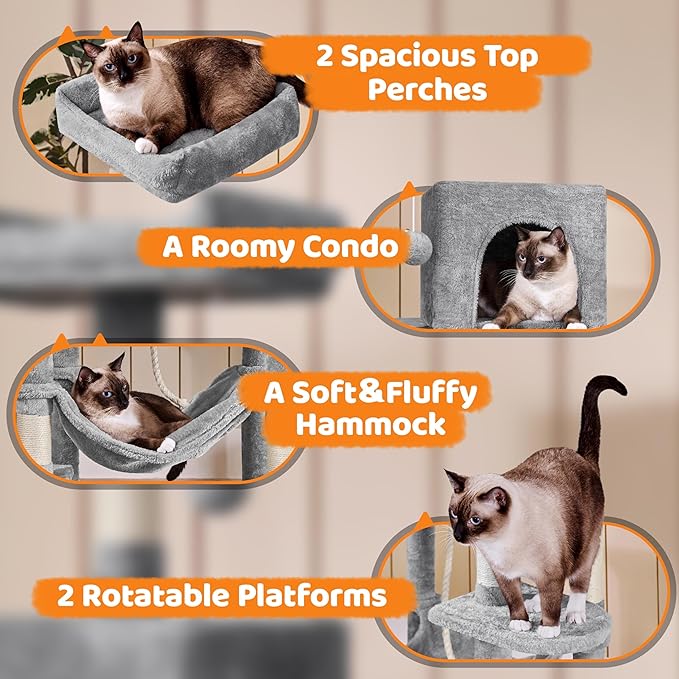 Yaheetech 59 inches Multi-Level Cat Tree Tower Condo Furniture w/Scratching Posts, Stand House Activity Center for Indoor Cats, Kitten, Pet