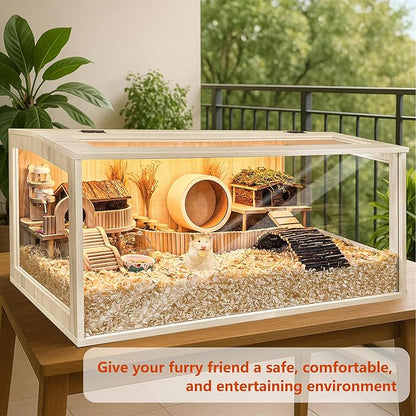 Hamster Cage Chewproof, Large Hamster Cages and Habitats, Openable Top with Acrylic Sheets, Solid Built