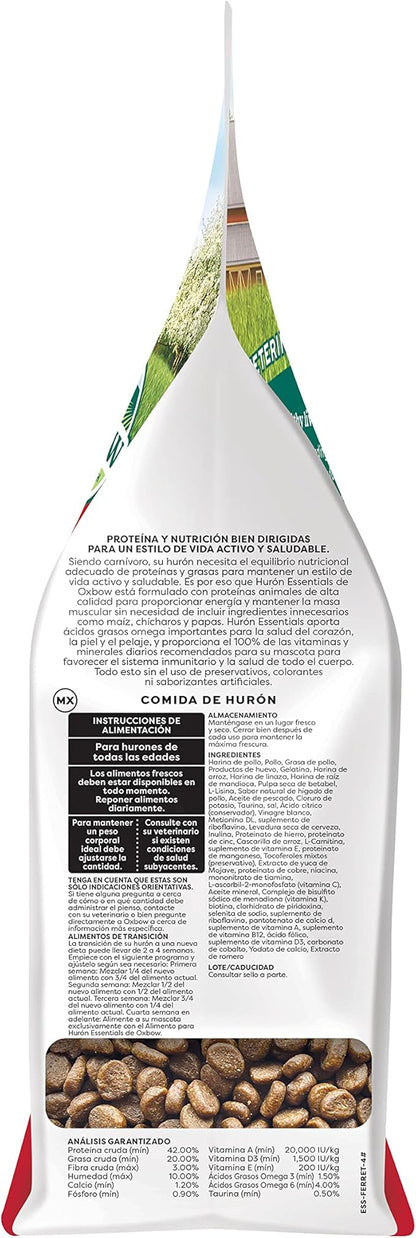 Oxbow Animal Health Oxbow Essentials Ferret Food, Vitamin & Mineral Rich Formula for Ferret, High Protein Food & High Fat, Small Animal Pet Products, Made in USA, 4 lb Bag