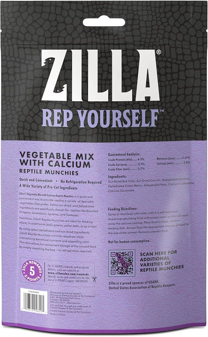Zilla Reptile Food Munchies Vegetable Mix With Calcium, 4-Ounce
