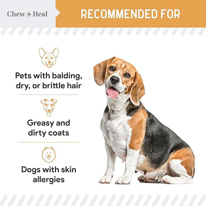 Wild Caught Omega 3 Fish Oil for Dogs -360 Softgel Capsules for Healthy Skin and Coat -Large 1000mg Dog Fish Oil Pills for Shedding, Dry Itching Skin -Pet Omega Salmon Supplement (2 Packs of 180)