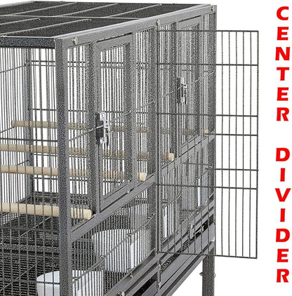 1/2/3-Combo Stacker Center Divided Breeder Breeding Bird Flight Double Rolling Cage for Aviaries Canaries Cockatiels Lovebirds Finches Budgies Small Parrots (Black Vein, One Stacker)