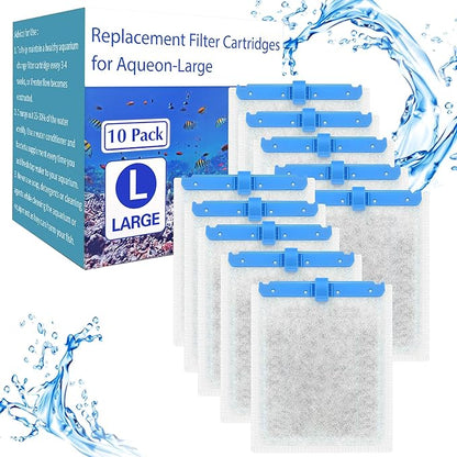 10 Pack Large Replacement Filter Cartridges Compatible for Aqueon QuietFlow Power Filter Size 20,30,50,55/75