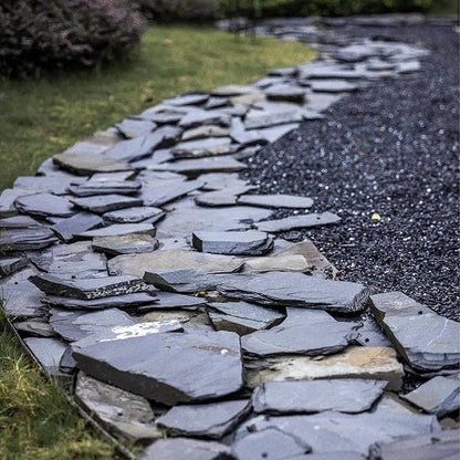 Unocho Natural Slate Stone Reptile Basking Platform Rocks 20LB Tortoise Habitat Flat Rocks for Fish Amphibian Garden Landscaping and Model Railroad (2-8 inches)