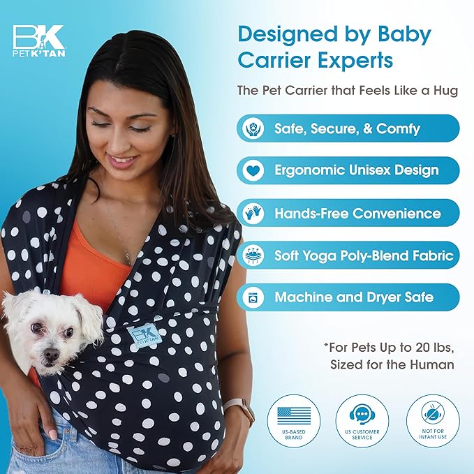 Pet K'tan Dog Sling Carrier: Hands Free for Small Dogs - #1 Pet Travel Accessory & Gift -Bond with New Puppy-Cats & Small Animals- Safe Durable Soft - Anti-Anxiety-Sized for the Human (see size chart)
