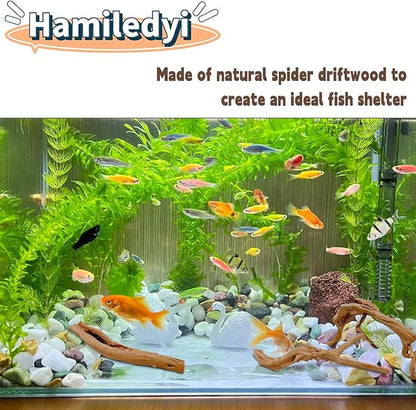 Hamiledyi 5.9-7.9in Aquarium Driftwood 3PCS Reptile Spider Wood Assorted Branches Natural Trunk Driftwood Tree Fish Tank Decoration