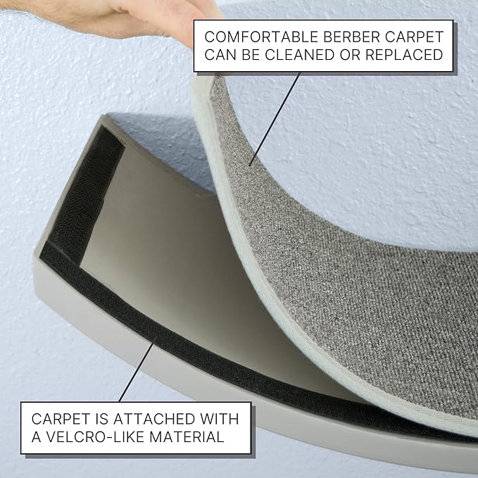 THE REFINED FELINE 22 Inch Lotus Leaf Cat Shelf in Black Espresso with Replaceable Carpet, Playing, Climbing, & Lounging Cat Shelves and Perches for Wall, Cat Hammock Bed Furniture for Large Cats