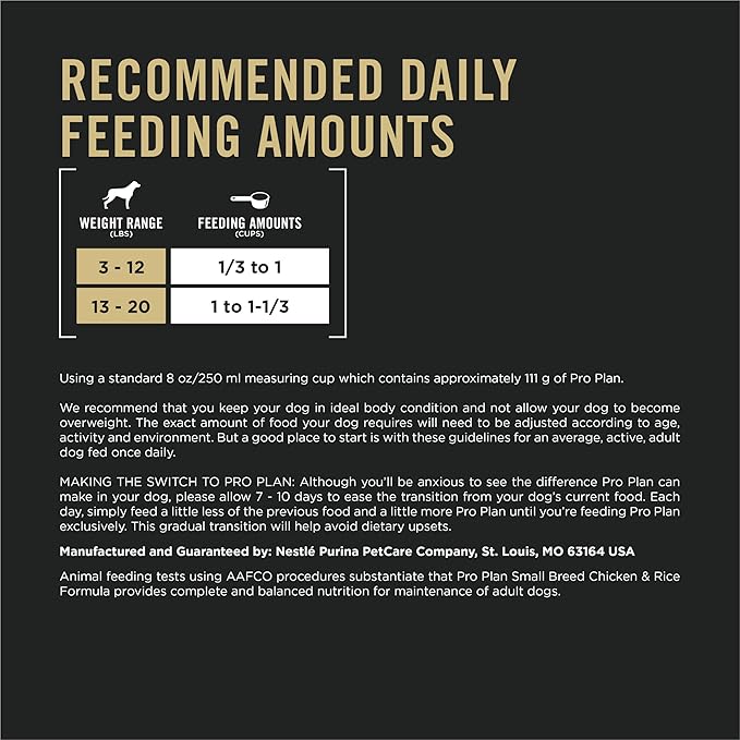 Purina Pro Plan Small Breed Dry Dog Food Chicken and Rice Formula With Guaranteed Live Probiotics - 6 lb. Bag