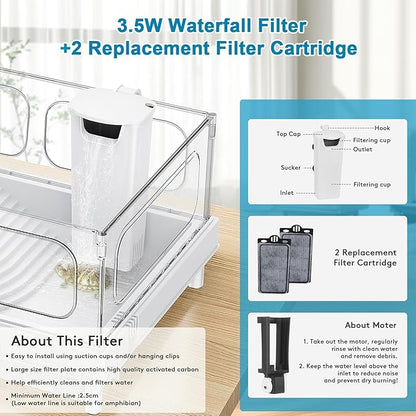 Geegoods Turtle Tank Kit - Starter Aquarium with Light, Filter, Colored Rocks, Brush, Plant for Turtles, Crabs, Crayfish, Small Reptiles