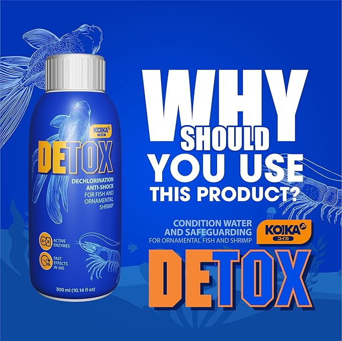 KOIKA Aquarium Water Conditioner and Dechlorinator, Anti-Shock for Fish & Ornamental Shrimp (300ml (10.14 fl oz))