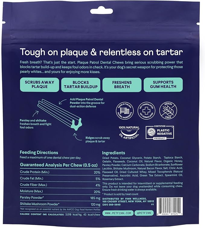 Finn Plaque Patrol Dental Chews (XS/S Dogs (20 Count))