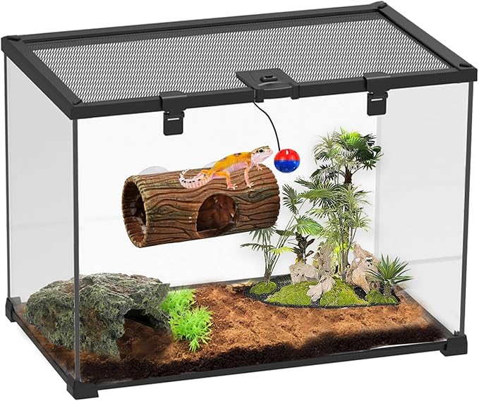 kathson Resin Hide Cave for Gecko,Reptile Hollow Tree Trunk with Suction Cups,Hideway Caverns Lizard Climbing Toys Tank Accessories for Hermit Crab Snakes Frog Spider