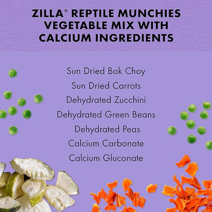 Zilla Reptile Food Munchies Vegetable Mix With Calcium, 4-Ounce