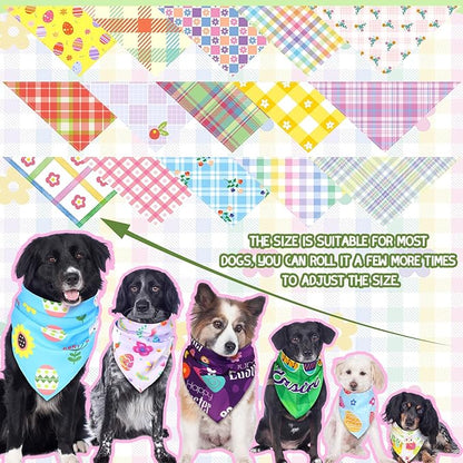 100 Pcs Dog Bandanas Bulk Pet Bibs Colorful Triangle Scarf Pet Bandanas for Medium Large Dogs Spring Summer Birthday Costume Decoration (Easter)