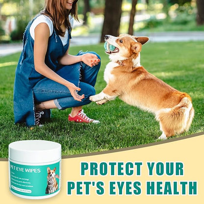 Dog Eye Wipes Gently Remove Tear Stain Eye Debris for Dogs &Cats Pet Grooming Kit Care Wash Cleaner for Eyes Wrinkle Face 100pcs Unscented