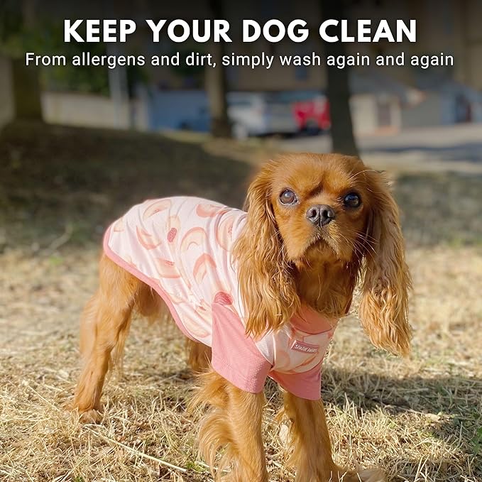Spark Paws Sunblock Dog T-Shirt, SPF30 Protection, Lightweight Breathable Quick Dry for Dogs with Sensitive Skin - Watermelon & Peach (Set of 2) - 5XL