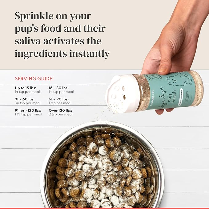 Dog Dental Powder – Vet Formulated - Cleans Teeth, Freshens Breath, Fights Plaque and Tartar – Natural Ingredients - 19 Active Ingredients - Oral Dog Probiotic - No Brushing - Made in USA