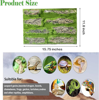 kathson Reptile Cork Terrarium Background Decor,Habitat Fitting Bark Backdrop Wall Artificial Moss 3D Aquarium Panel for Lizard Gecko Tortoise Spider Bearded Dragon Chameleon Snake Amphibian(2Pcs)