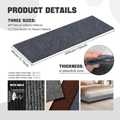 118"x15.8" Cat Scratch Couch Furniture Protector, Adhesive Cat Scratch Pad Deterrent for Furniture, Wall Corner Anit Scratcher Mat, DIY Climbing Cat Scratching Carpet Post Board Replacement (DarkGrey)