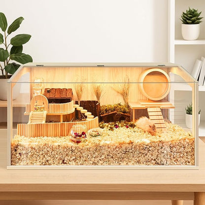 Hamster Cage Chewproof, Large Hamster Cages and Habitats, Openable Top with Acrylic Sheets, Solid Built