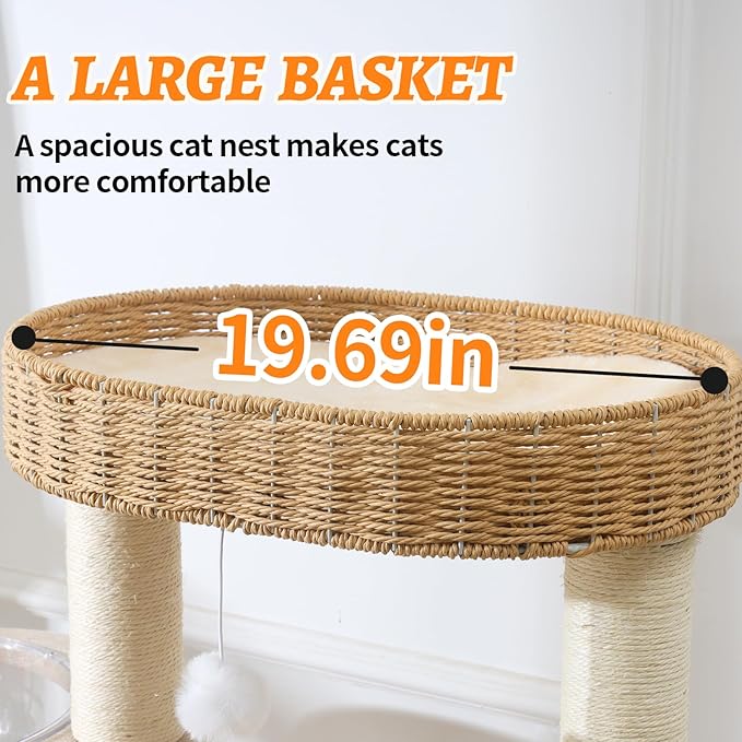 Large Wooden Cat Tree with Scratching Posts, Modern Cat Tower & Condo, Handmade Furniture for Multiple Cats, Unique Perch for Climbing & Play