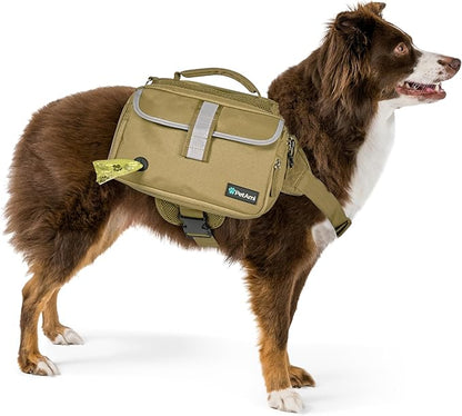 PetAmi Dog Backpack for Medium & Large Dogs, Saddle Bag for Dogs to Wear for Hiking, Pet Backpack Harness Dog Pack with Reflective Side Pockets for Walking Running