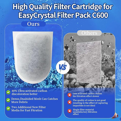 10Pack Carbon Filters for Aquariums, Fits Whisper EX Filters, Compatible with Whisper EX30/EX45/EX70 Filters,Large Carbon Filter Cartridges