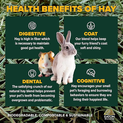 Eaton Pet and Pasture Naturally Grown, Premium, 1st Cut Blend, Western Timothy Hay Orchard Blend, Small Animal Food, Sustainable, Eco-Friendly, Farmer-Owned, 25LB-Box.