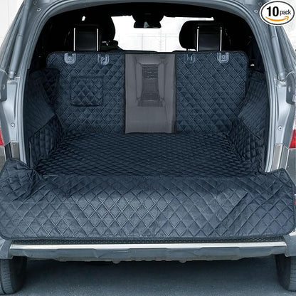 PETICON SUV Cargo Liner for Dogs with Mesh Window, Waterproof Pet Cargo Cover Dog Seat Mat for SUVs Sedans Vans with Bumper Flap Protector, Non-Slip, Large Size Universal Fit