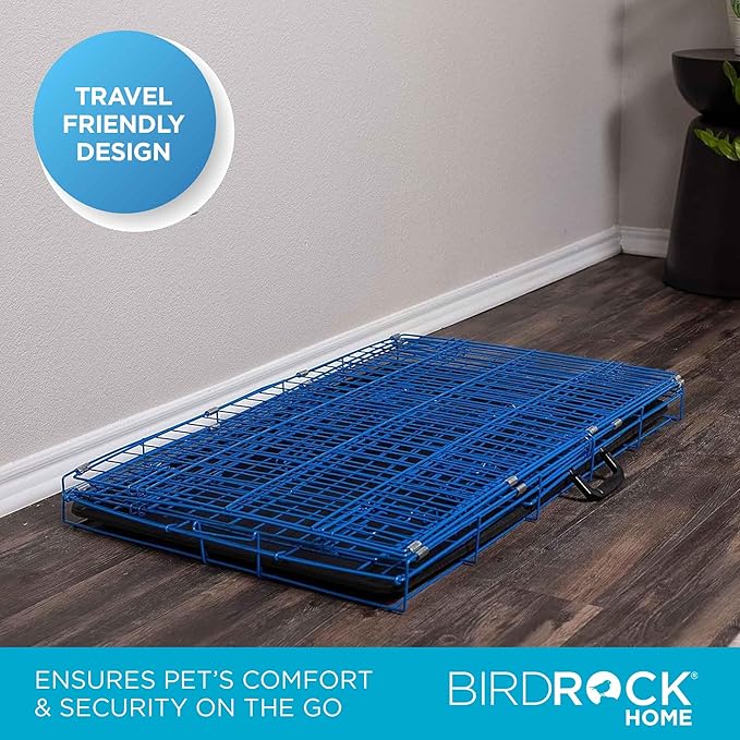 Internet's Best Wire Dog Kennel | Medium (36 Inches) | Double Door Metal Steel Crates | Indoor Outdoor Pet Home | Folding and Collapsible Cage | Blue