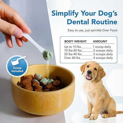 Dental Powder for Dogs - Plaque Control & Tartar Remover, Breath Freshener with Probiotics, Vitamins & Natural Extracts - Perio Support Powder for Dogs, 2.82 oz (80g)