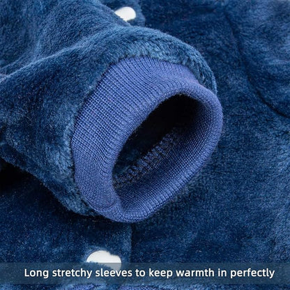 FabriCastle Dog Hoodie Sweater for Small Dogs Boy and Girl, Dog Clothes XS XXS Puppy Sweatshirt, Pet Outfit, Cat Clothing Super Soft Warm Snap On Closure (Navy, X-Small)