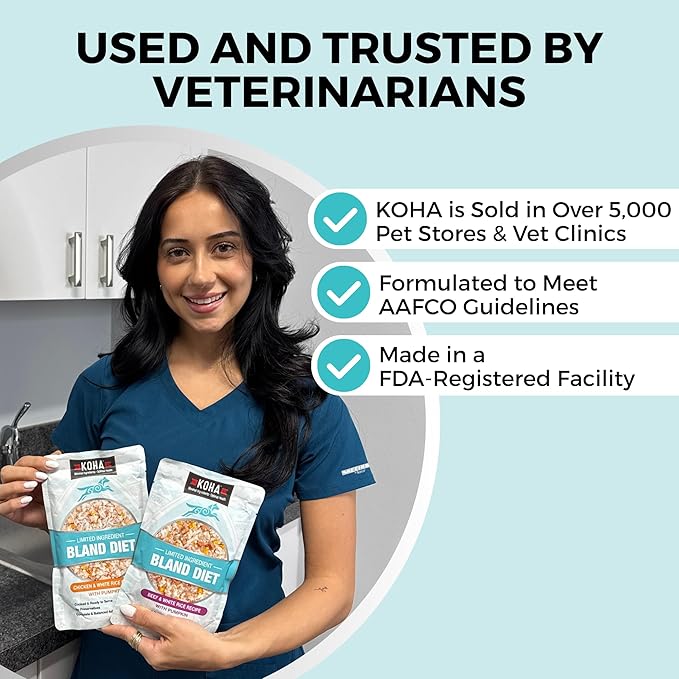KOHA Limited Ingredient Bland Diet for Dogs, Beef and White Rice Sensitive Stomach Wet Dog Food, Sold in Over 5,000 Vet Clinics & Pet Stores, Gentle Easy to Digest Bland Diet Dog Food, Pack of 6
