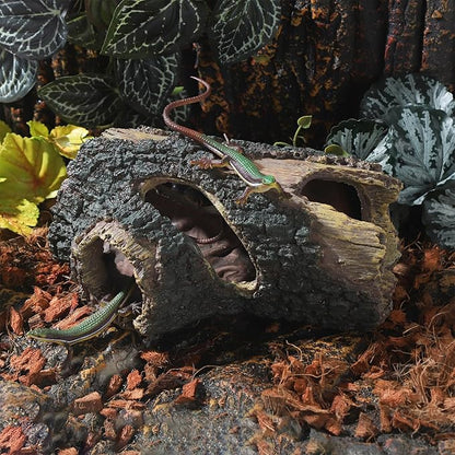 IBWell Aquarium Wood Fish Tank Decorations，Resin Fake Logs Terrarium DÉCor, Reptile Hide Aquarium Hideout for Fish Cave, Small Turtles, to 20 Gallon Tank