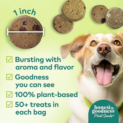 Honest to Goodness Plant Snacks Dog Treats, Enriched with Omega 3s & Postbiotics, 8oz Variety Pack, 6 Bags