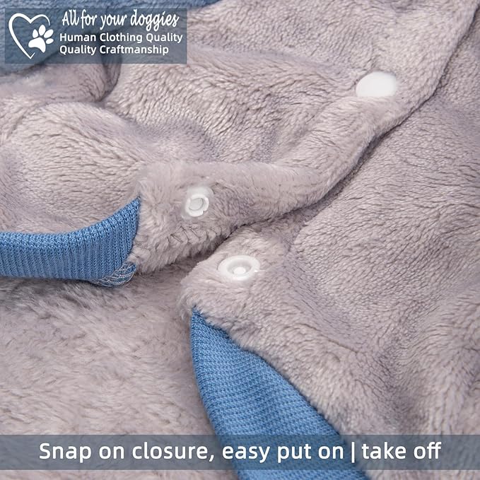 FabriCastle Dog Hoodie Sweater for Small Dogs Boy and Girl, Dog Clothes S XS XXS Puppy Sweatshirt, Pet Outfit, Cat Clothing Super Soft Warm Snap On Closure (Lightgrey-Blue, Small)