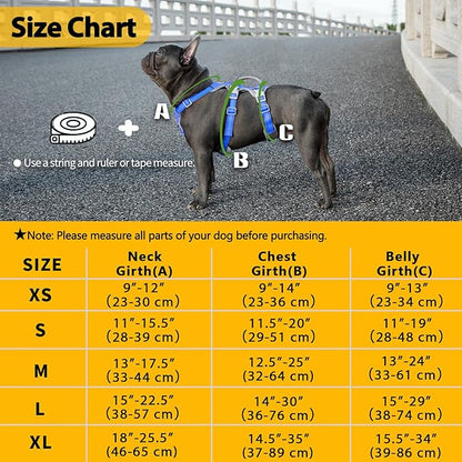 Escape Proof Dog Harness,No Pull Reflective Harness with Lift Handle,Adjustable Pet Vest with Front and Back Leash Clips for Small Medium Large Dogs Walking Hiking Training (Sea Blue,XL)