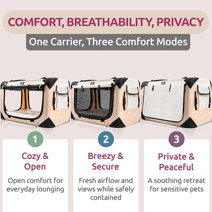 Large Cat Carrier & Dog Carrier for 2 Cats or Medium Dog. Soft Sided Pet Carrier for Travel. Collapsible, Portable with Soft Bed, Top & Side Loading, Locking Zippers, Puppy Crate & Kennel