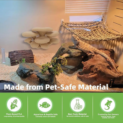 Mushroom Decor for Reptile Tank, Fish Tank, Pet-Safe Bearded Dragon Tank Accessories, Realistic Terrarium Plants for Leopard Geckos, Frogs, Snakes (Rainbow Cluster Cap, Randomly Ship)