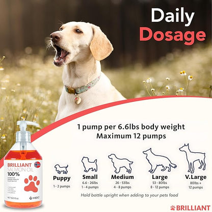 Salmon Oil for Dogs - Healthy Skin & Coat, Natural Norwegian Omega 3 Fish Oil Food Supplement, EPA & DHA Fatty Acids, Ideal for Shedding, Allergy, Itching, Dry Skin, Joint & Bone Health - (2 x 16.9oz)