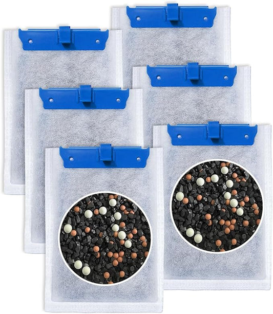 Upgraded Medium Filter Cartridges Compatible with Tetra Filter Cartridges Medium for Aquariums 10i IQ10 PF10, Three Superior Materials Compatible with Tetra Whisper Filters, 6 Pack