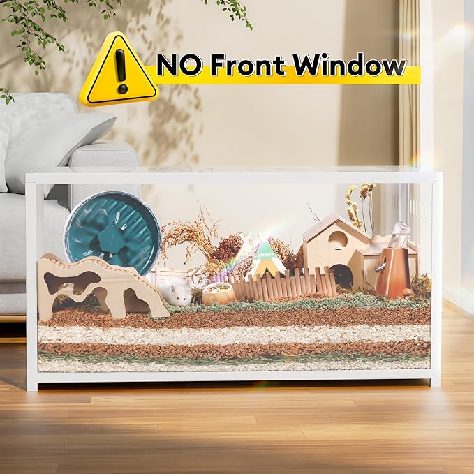 BUCATSTATE Hamster Cage Metal 2.0 - Small Animal Habitats Large Stackable with Top Access Easy Assemble 39.3L*19.7W*20.6H Inches (White, NO Front Window)