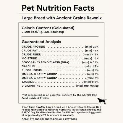 Open Farm, RawMix Dry Dog Food with Ancient Grains for Large Breeds, Protein-Packed Kibble Coated in Bone Broth with Freeze Dried Raw Chunks, Salmon Chicken & Turkey, Large Breed Recipe, 20lb Bag