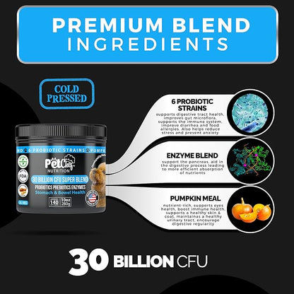Pet Chef Cannine Probiotics: Fixes Smelly Breath, Runny Eyes, Paw Licking. Probiotics & Prebiotics for Dog Digestion Gut Health. Dog Anal Gland repair-30 Billion cfu Strong-All Ages. No Chemicals